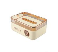 Multi-Compartment Tissue Box Cover with Spring Mechanism for Smooth Dispensing, Large Opening & Sturdy PP Construction, Fits Various Tissue Si(Cream)