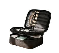 Multi Compartment Travel Makeup Organizer Bag, Large Portable Double Layer Cosmetics Toiletry Bag for Women, Professional Makeup Brush Storage Case for Gym, Camping, Travel & Daily Use, Black
