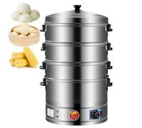 Multi Cooker Food Steamer, 3 Tier Stainless Steel Electric Food Steamer, Intelligent Temperature Control, for Rice Vegetables and Meats, Great for Healthy Breakfast and Family Meals(40cm)