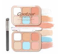 Multi-Correction Concealer Palette with Blue Tone for Dullness & Sallow Skin - Six Creamy Shades for Dark Circles, Redness & Uneven Skin Tone, Waterproof Full Coverage Makeup Kit