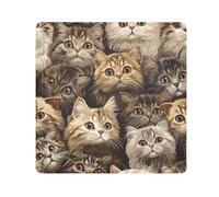multi cute Scottish Fold cats Brown Self Adhesive Makeup Bag Cloth Makeup Bag Organizer Wrap Camera Lens Cloth Wrapper For Toiletries Size 21.7x21.7in