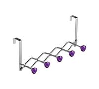Premier Housewares Essentials By Premier Over Door Purple Diamantes 5 Hook Hanger