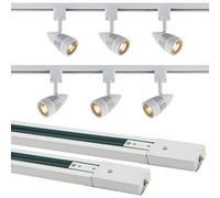 Multi Directional White Finish Mains 2 Meter Track GU10 LED Cool White Adjustable Spotlight 6 Spot Head Ceiling Mounted Shop Office Showcase Display Focus Lighting