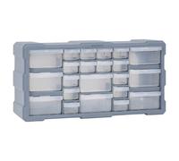 Multi-Drawer Organiser Grey PP 49x16x25.5cm 22 Clear Drawers Wall-Mount Toolbox
