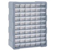 Multi-Drawer Organiser Grey PP 60-Drawer 38x16x47.5cm Wall-Mount Storage Crafts