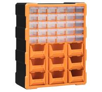 Multi-Drawer Organiser Orange/Black 39 Drawers 38x16x47cm PP Plastic Storage XL