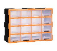 Multi-drawer organiser Orange Black PP 38x16x47cm 18 clear drawers durable wall