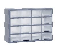 Multi-Drawer Organiser Orange/Black PP 38x16x47cm 18 Clear Drawers Storage Tool