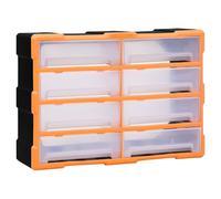 Multi-Drawer Organiser Orange/Black PP 38x16x47cm 18 Drawers See-Through Compact