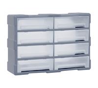 Multi-Drawer Organiser Orange/Black PP 38x16x47cm 18 Drawers Wall-Mount See-thru