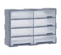 Multi-Drawer Organiser Orange/Black PP 38x16x47cm 18 Drawers Wall-Mount See-thru