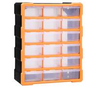 Multi-Drawer Organiser Orange/Black PP 38x16x47cm 18 See-Through Drawers Compact
