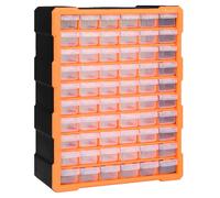 Multi-Drawer Organiser Orange/Black PP. 38x16x47cm 60-Drawer Wall-Mount Storage
