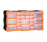 Multi-Drawer Organizer 22 Drawers Orange/Black PP 38x16x47cm Wall Mount Tool Box