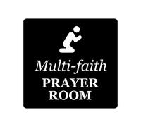 Multi-faith Prayer Room - Adhesive Door Sign, Gold/Silver/Copper or Black & White (Black & White)
