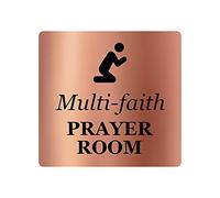 Multi-Faith Prayer Room - Adhesive Door Sign, Gold/Silver/Copper or Black & White (Copper)