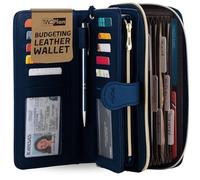 Multi-flap Budget Wallet for Cash Stuffing, Card, Check -Simplified Cash Envelope Wallet System for Budgeting W/Budget Tracker Sheets, RFID Blocking Leather Wallets For Women, Money Organizer Holder
