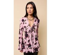 Multi Floral Print Tie Detail Top Little Mistress Multi 12