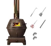 Multi-Fuel Indoor Heating & Cooking Stove With Sealed Lid, Viewing Glass & Ashs Drawer, Flue Pipe Options, Efficient Heater For Cabin, Farmhouse, Rural Homes(300cm chimney,23 * 23 * 40cm)