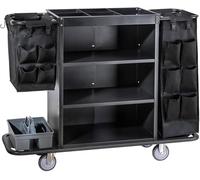 Multi-Functal Hotel Cleaning Trolley with Hand Push and Fabric Bag for Efficient Guest Room Service and Cleaning (Color: C)