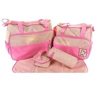 Multi-function 5-Piece Mummy Baby Diaper Nappy Changing Tote Shoulder Handbag Messenger Bag Light Weight with Bottle Bag Changing Mat Zipper Diaper Bag and Changing Mat