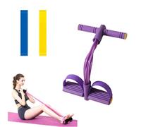 Multi-Function Abdominal Trainer Kit & 6-Tube Elastic Pedal Resistance Band with Handle, Sit-Up Equipment & Bodybuilding Expander, Home Full Body Workout Machine for Yoga, Fitness (Purple)