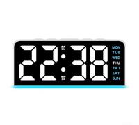 Multi-Function Ambient Light LED Desk Clock Adjustable Brightness Four Levels Versatile Time Display Battery Backup White Shell Colorful Blue Green Orange Pink Lights Sleek Modern PVC Design(Blue)