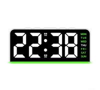 Multi-Function Ambient Light LED Desk Clock Adjustable Brightness Four Levels Versatile Time Display Battery Backup White Shell Colorful Blue Green Orange Pink Lights Sleek Modern PVC Design(green)