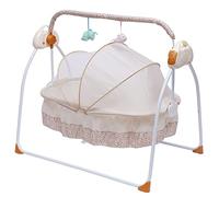 Multi-Function Baby Cradle with Music, Bluetooth and 5 Rocking Speeds Portable Cradle for Babies Up to 18 Months for Sleeping and Playing in The House and Garden (Khaki)