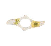 Multi-Function Colorful Drip Glue Dried Flower Ring Bookmark, Acrylic Thumb Book Support Reading Accessories(Yellow)