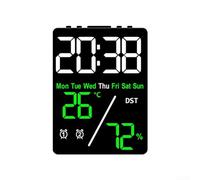 Multi Function Digital Clock with Date and Day of Week, Large Calendar Clock for Seniors Elderly, Alarm Clock for Bedroom Desk, Adjustable Brightness, USB Port(/ Green+Black)
