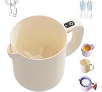 Multi-function Electric Egg Churn,1L Large Capacity,2 in 1 Cordless Handheld Whisk and Strainer for Eggs,for Milk Powder, Eggs Cake Batter, Milk and Whisking Sauces, Smoothies (Beige)