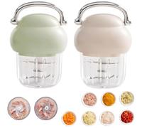 Multi-Function Electric Meat Grinder, 350ML Electric Meat Grinder, Compact Food Processor for Meat, Vegetables, Nuts, Garlic, Fruits, and More (Green Pink 2pcs)