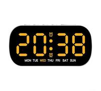 Multi-Function Electronic Alarm Clock with LED Digital Display, Date and Readings, Desk or Bedside Use for Home and Office, Energy-Saving Mode,(yellow)
