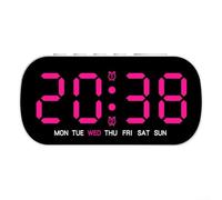 Multi-Function Electronic Alarm Clock with LED Digital Display, Date and Readings, Desk or Bedside Use for Home and Office, Energy-Saving Mode,(rose red)