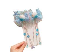 Multi Function Hair Clip with Pearls, Blue shell front cha | Ear Hanging for Little Dancers Event, Soft Fabric Design with Secure Clasp for Parties Daily Styling