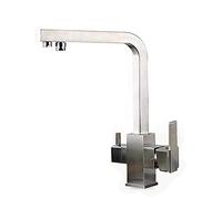 Multi-Function Household tap German hot and Cold Copper Black Round Tube Faucet Simple Kitchen Faucet Surface Brushed Finishing,Flat Tube Silver-brass