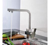 Multi-Function Household tap German hot and Cold Copper Black Round Tube Faucet Simple Kitchen Faucet Surface Brushed Finishing (Square Brushed Brass)