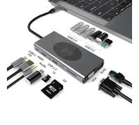 Multi-function hub USB C Hub Laptop Docking Station Type C Multiport Adapter High-speed US (15in1 15W+ 1000M network port)