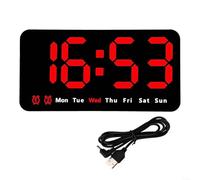 Multi-function LED Digital Rectangular Electronic Clock,Remote Large Digital Wall Clock with Temperature Display (Red)