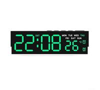 Multi Function LED Digital Wall Clock Showing Time, Temperature, Date, Day of Week with Alarm and Ambient Light for Convenient Daily Monitoring (A)