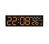 Multi Function LED Digital Wall Clock Showing Time, Temperature, Date, Day of Week with Alarm and Ambient Light for Convenient Daily Monitoring (H)