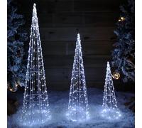 Multi Function LED White Tree Cone Trio with 640 Cool White LEDs Samuel Alexander White One Size