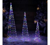 Multi Function LED White Tree Cone Trio with 640 Multi Coloured LEDs Samuel Alexander White One Size