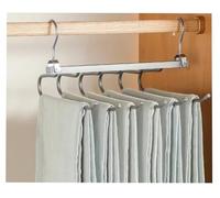 Multi-function Magic Pants Hangers,Rotatable Folding Aluminum Alloy Trouser Hanger,Non-Slip 6 in 1 Rack for Home Travel Dorm (Light Grey)