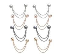 Multi-Function Magtic Clothing Clips, 4 Packs Strongest Strength Buttons Clips with Chain Multi-Purpose Magnec Pinless Brooch for Women Clothes Hijab Pins Decorate, Alloy Steel, no gemstone