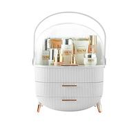 Multi-Function Make Up Case Dustproof Cosmetic Storage Box, Cosmetics Organizer Skin Care Products Jewelry Organizer Case Finishing Box for Bedroom Bathroom Desktop New Version (White-01)
