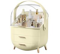 Multi-Function Make Up Case Dustproof Cosmetic Storage Box, Organizer Skin Care Products Jewelry Organizer Finishing Box for Bedroom Bathroom Desktop (Yellow)