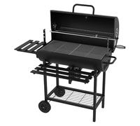 Multi-Function Outdoor Grill, Universal Flagship Model Dual ash Tray Design Foldable Storage Tray Bottom mesh Storage Food-Grade Safe Grill grates Wheeled for Flexible Mobility Multi-Zone stora Black
