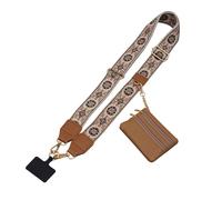 Multi-Function Phone Lanyard with Wallet - Adjustable Crossbody Strap for Hands-Free Carrying, Secure Storage for Cards & Cash (01Khaki embroidery) 2025 Enhanced Version